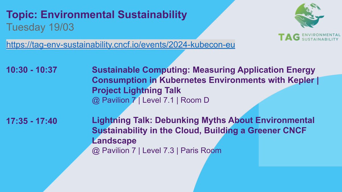 #KubeCon + #CloudNativeCon Europe 2024 is starting in Paris today and here’s our daily digest of TAG ENV and environmental sustainability related activities that are taking place as part of the event🌍 Today we have 2 lightning talks 👇 #CNCF #TAGENV #CloudNativeSustainability