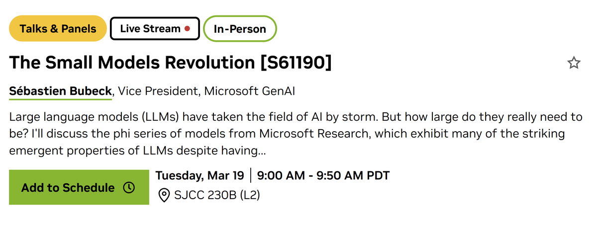 At a time where 314B parameters models are trending, come join me at #NVIDIAGTC to see what you can do with 1 or 2B parameters :-) (and coming soon, what can you do with 3B?!?)