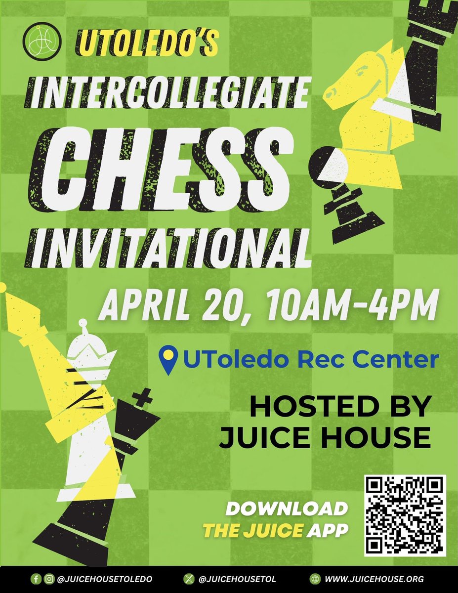 Join us for our intercollegiate chess tournament on Saturday, 4/20!

Registration link below. Register by Friday, 3/22. 

docs.google.com/forms/d/1HXRFD…

#chess #chesstournament