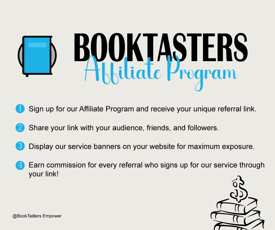 For content creators, publishers, author-related services, and authors alike, this opportunity is for you! 🌟 Booktasters Affiliate Program empowers you to earn up to $360 per sale when you promote our reviewing service @BooktastersAuth. 📘 Join us now! 👇 affiliate.booktasters.net