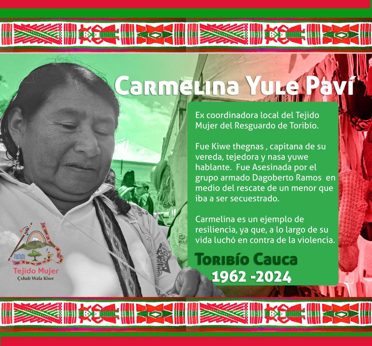 #ALERTA🚨|| Nos informan que en el sepelio de la mayora Carmelina Yule Paví, el grupo armado Dagoberto Ramos ataca con disparos a los acompañantes que despiden a la líder indígena...sigue 🧵