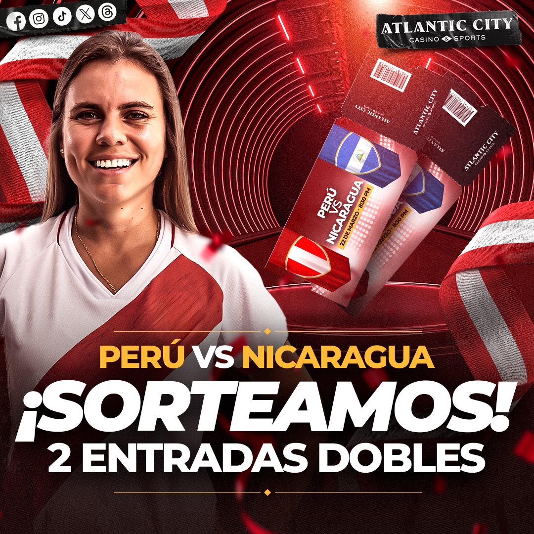 ⚠️🎟️🇵🇪 ¡𝗔𝗧𝗟𝗔𝗡𝗧𝗜𝗖 𝗖𝗜𝗧𝗬 𝗧𝗘 𝗟𝗟𝗘𝗩𝗔 𝗔 𝗩𝗘𝗥 𝗔 𝗣𝗘𝗥𝗨́!

Sorteamos 2️⃣ entradas dobles para el debut de Jorge Fossati 🧠. Cumple estos pasos:

1️⃣ Sigue a <a href="/AtlanticCity_Of/">Atlantic Sports</a> en X.
2️⃣ Dale RT y me gusta a este post.
3️⃣ Etiqueta a la persona con la que te gustaría ir.