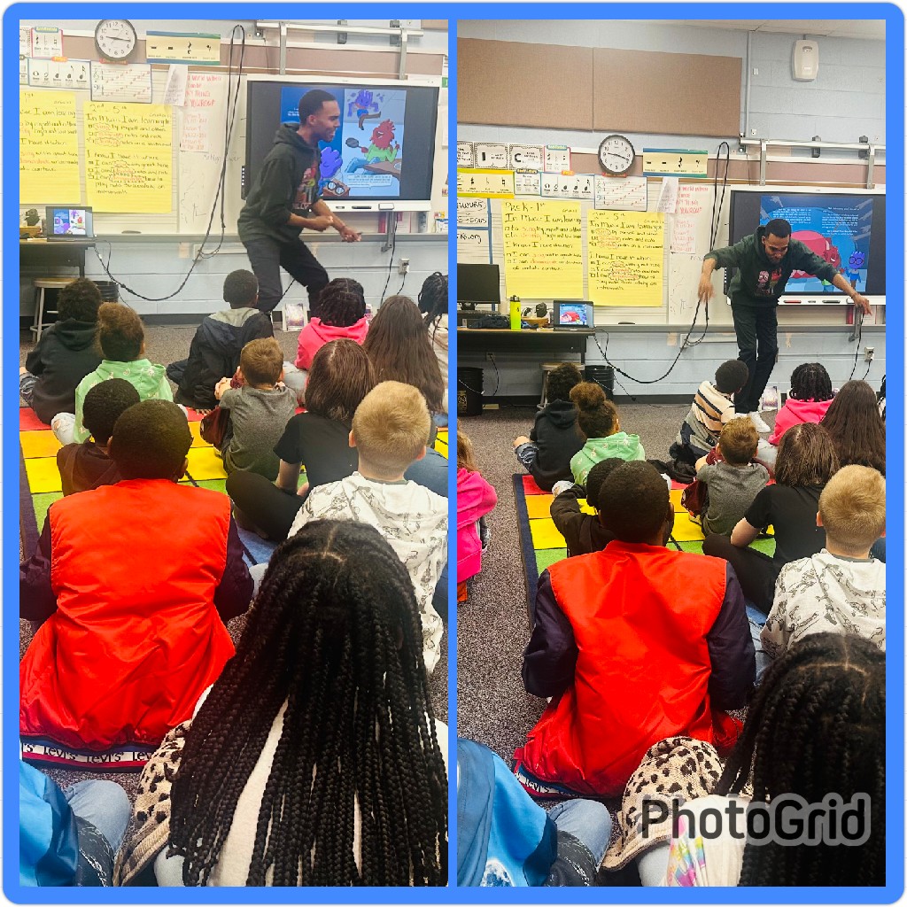 WebberEagles's tweet photo. Jam and Jelly author, Columbia's own, @shawnbeachflow visited the Eagles nest. His energetic presentation had our scholars captivated. What an awesome way to make literacy FUN! #WebberES #remembertoSOAR #imagineanddream https://t.co/2VBiRMxGhN