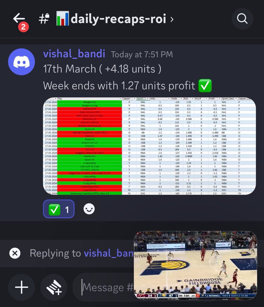 DataGod_Sports's tweet photo. @TheOutLetSV ✨3/11/24 - 3/17/24 WEEKLY RECAP✨

💫 WE ARE GREEN ! +1.27 Units ✅
💬What is so Great about this little +1.27 Units is the Team was Down -15 Units to start the week! 

🗣️S/O @BracketDom 1st Week as a VIP Capper & Brings His Clients +2.50 Units ✅ 

💻https://t.co/kUdVCPPBJI Go Grab a Membership TODAY & Start a Better Betting Experience! 

🪬FREE DISCORD - https://t.co/Ofgh2Mhuyp