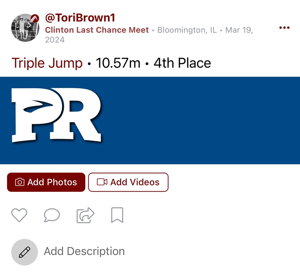 ToriBrownCO25's tweet photo. New PR and school record! I fall in love with this sport more and more everyday! #TrustTheProcess #allinGod https://t.co/DhugChRqi1