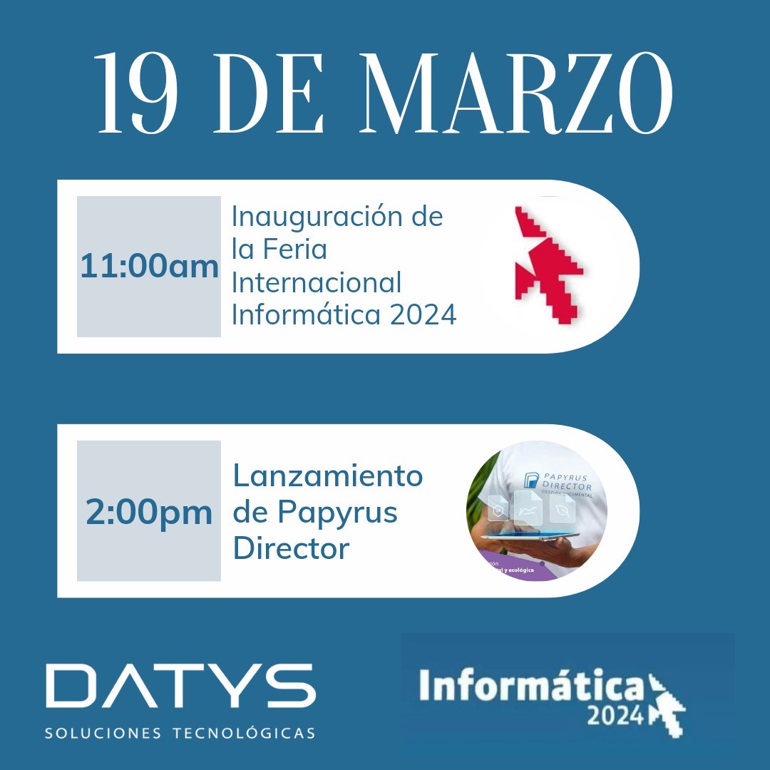 DatysCuba's tweet image. 📣 DATYS ya activó el modo feria.

🎯Aquí te mostramos las actividades que estaremos desarrollando en nuestro stand del 19 al 22 de marzo.

🤗Te esperamos

#porunadigitalizacionsegura #datyseninformatica2024 #Informática2024 #PorUnaSociedadDigital #Informatica2024