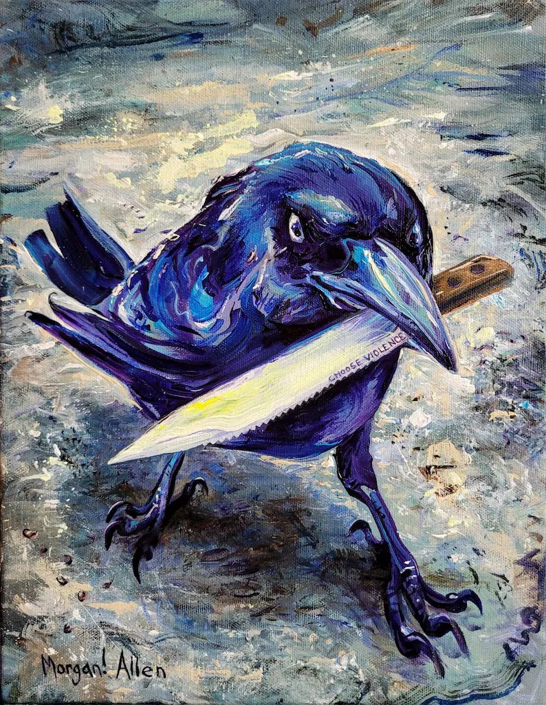 willvargo80's tweet image. A lot of wannabes out there but don’t worry $CAW has #CROFAM ‘s back!! Join the #murderofcrows it’s as simple as a Crow with Knife 🐦‍⬛🔪 buy on @VVS_finance or @MMFcrypto 100m MK here we come!!