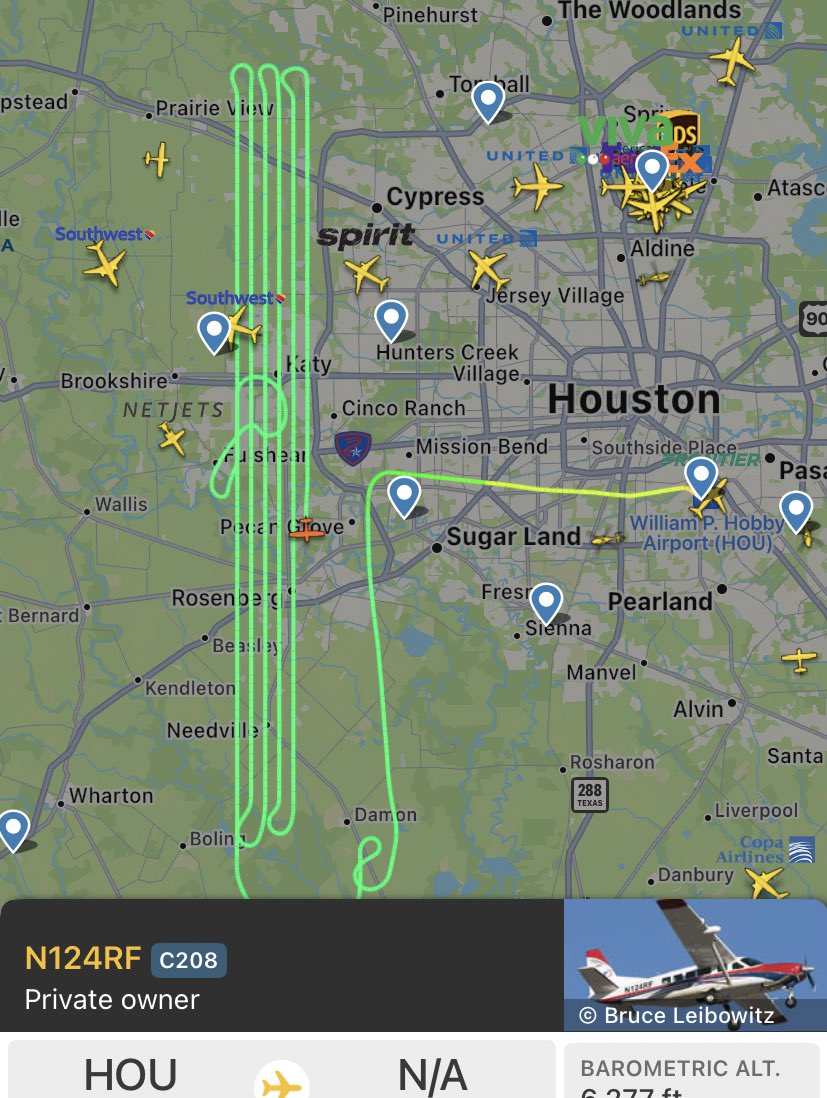 houstonairw's tweet photo. Cessna 208 aerial survey west of Harris County #FortBendCo https://t.co/Np6PygF9we