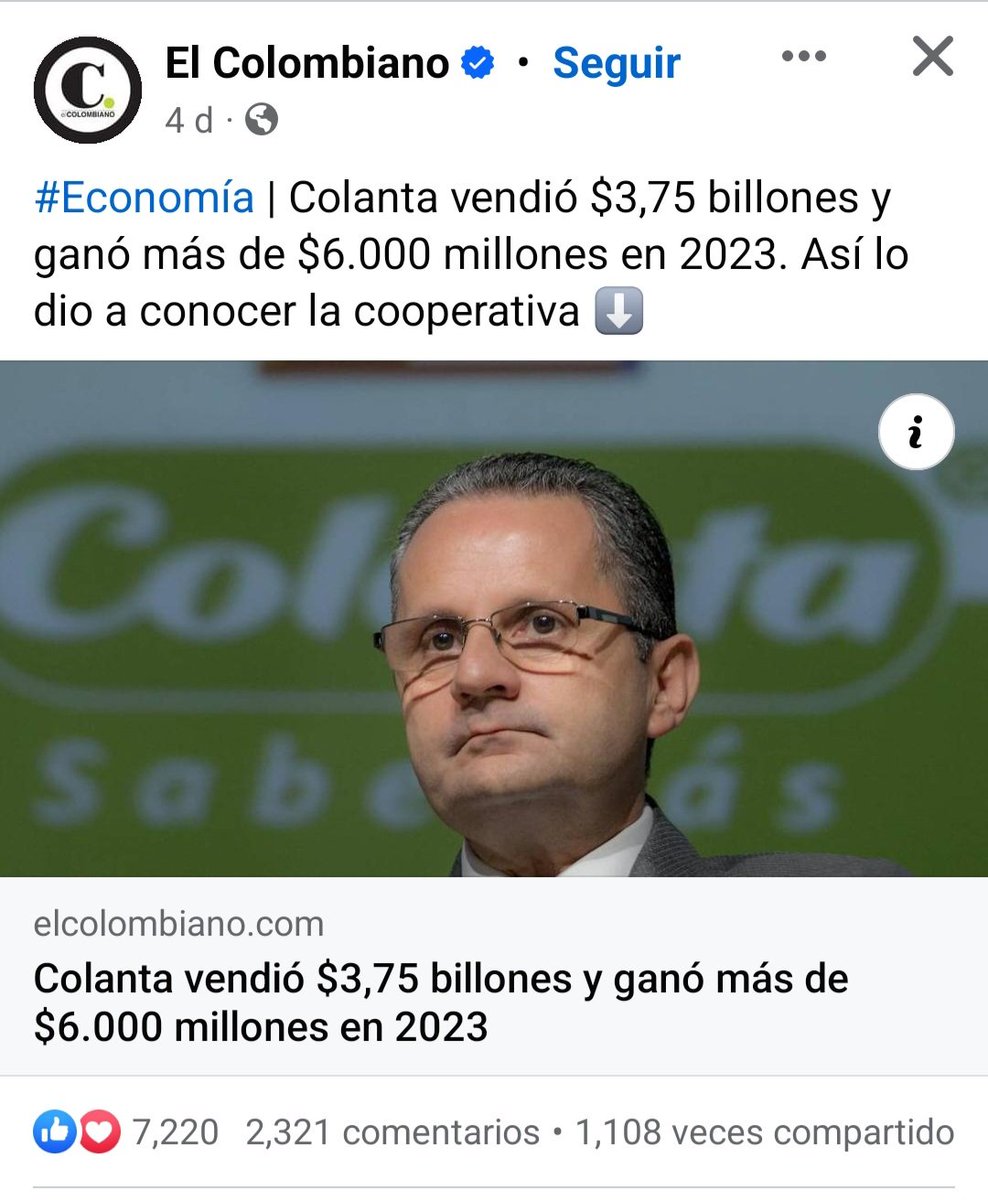 nometiente2's tweet photo. Cómo olvidar cuando Colanta invitaba a no votar por @petrogustavo, y en en el gobierno de ese Presidente que no querían, encontraron prosperidad... Cachetada con guante blanco. https://t.co/K8OuqEgCy9