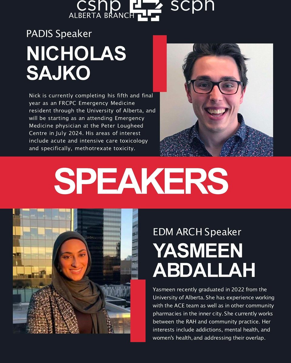 Join us on April 4, 2024 for a virtual education event on Substance Use Disorder! Click on the image to read more about the speakers!

Registration link: 
cshp-ca.zoom.us/webinar/regist…