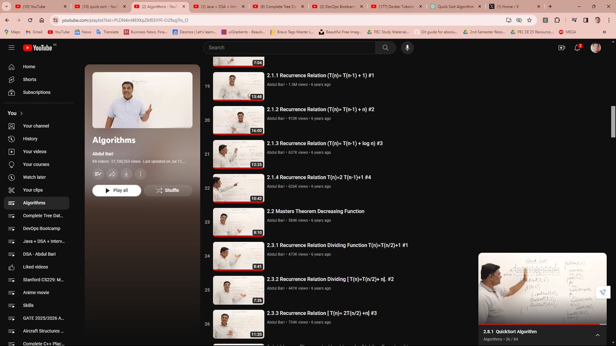 itz_sour_'s tweet photo. This playlist on Algorithms by Abdul Bari is really amazing. #DSA 

- Topics are discussed in depth. 
- Algorithms are explained well.
- Post-discussion and analysis of the algorithms are provided.
 
#LearnInPublic https://t.co/vJiWRx0ev9