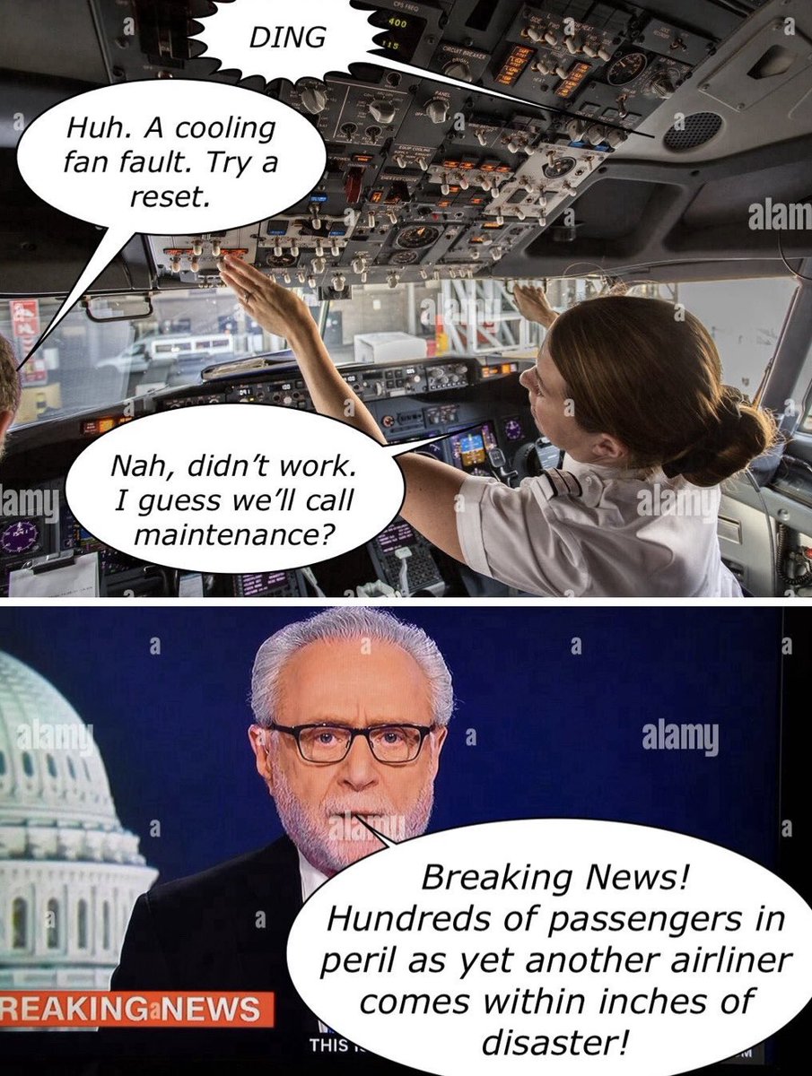 Sounds about right with these F#£%€r$… Everything is a near disaster according to these clowns. I wonder what else they could’ve possibly been lying about…. #aviation #MainstreamMedia