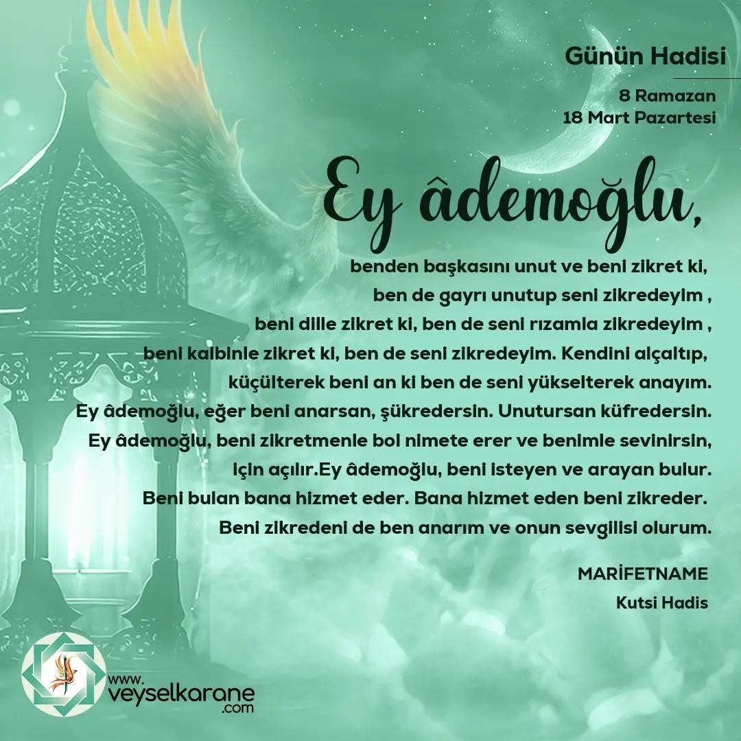 'Allah'a kavuşmaktan başka bir kurtuluş yolu yoktur. Muhabbet ve marifet ise sevgiliyi çok anmakla elde edilir. Muhabbet, manevî zevkler içinde yol almaktır. Marifet ise hayretler içinde müşahede etmektir.' İmam Gazali