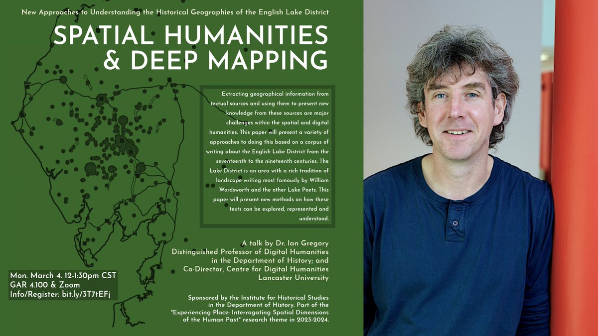 ICYMI: Watch Dr. Ian Gregory's (Lancaster University) talk at IHS on 'Spatial Humanities & Deep Mapping' at youtu.be/qIWffJrkC-I. Read about the event & about Dr. Gregory's work at bit.ly/3T7tEFj.