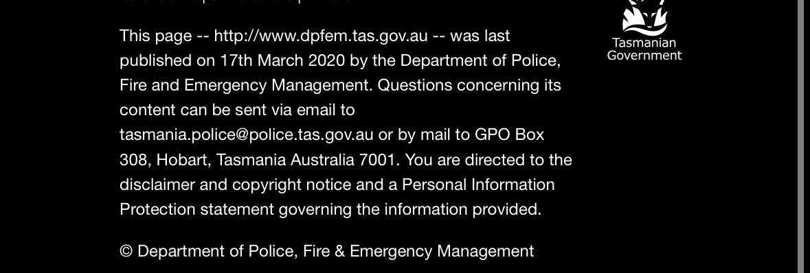 Trying to find the disclosure log for DPFEM, but the department website says this. Go to the @TasmaniaPolice disclosure log and the RTI isn’t on there. 

Oi, @felix_ellis - I know you’re prorogued, but pretty sure someone can upload the document to the right log #politas