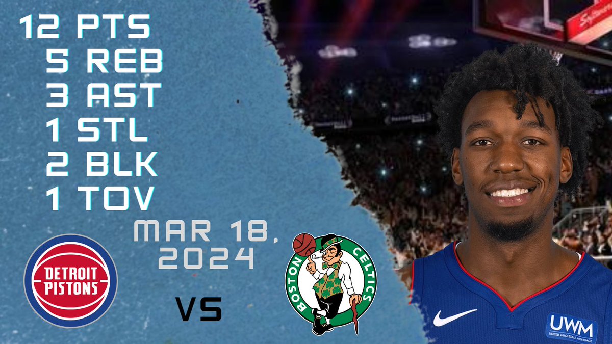 NBAPlayersHigh's tweet photo. James Wiseman Stats for nba regular season game vs CELTICS - 18-03-2024 https://t.co/lwhAfe9OjX
#JamesWiseman #James #Wiseman #nba #nbastats #nbahighlights #basketball #detroit #pistons #pistons #detroitpistons #Jamesstats #Wisemanstats https://t.co/CNTdi20YXs