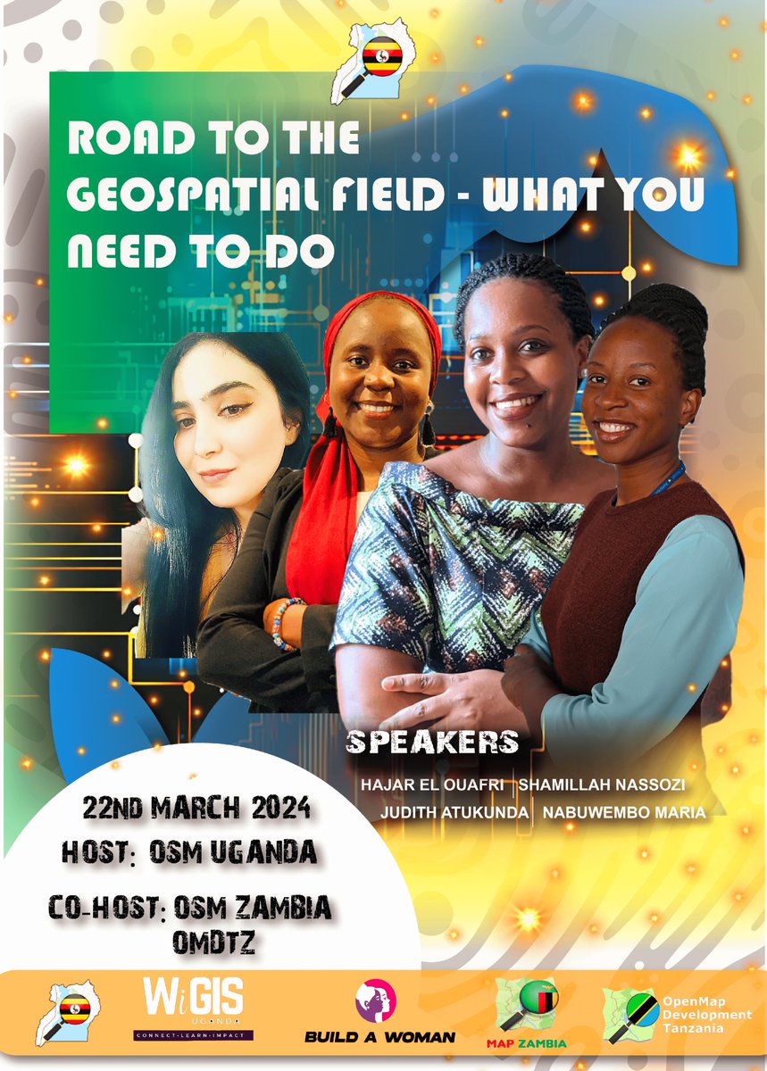 🌍 Join us for a groundbreaking Women's Month webinar series! 🚀

📅 Date: March 22, 2024 🕒 Time: 3:00 PM - 4:30 PM EAT / 2:00 PM - 3:30 PM CAT

🌟 Theme: "Road to the Geospatial Field: What to Do!"

👉 Register now to secure your spot: [forms.gle/uLNGN8mHCC2WwV…]
#IWD2024  1/2