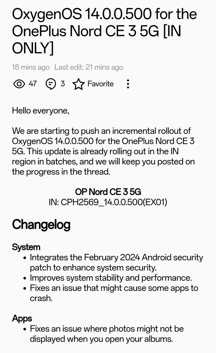 simransingh931's tweet image. 📌OxygenOS 14.0.0.500 rolling out for the OnePlus Nord CE 3 5G

#oxygenos #oneplusnordce35g #oneplus
