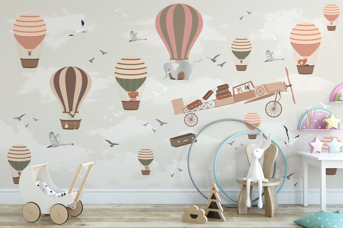 Colorful hot air balloons soar in a sky filled with animal-shaped clouds.🎈🐘#skywallpaper #balloonwallpaper #animalwallpaper #wallpaperforkids #kidsroomdecor #childrenwallpaper #cartoonwallpaper #playareawallpaper #nurserywallpaper #wallpaperdecor  

bitly.ws/3gha4