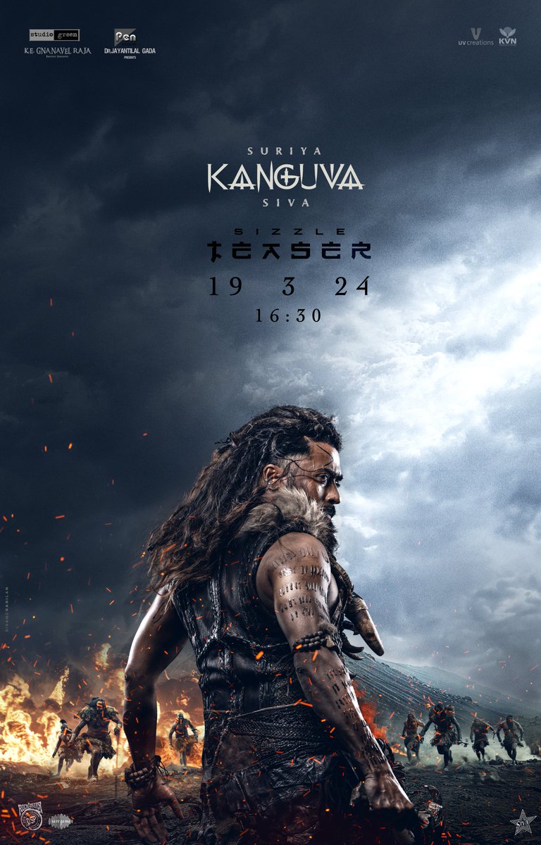 StudioGreen2's tweet photo. Are you ready for a phenomenon 🗡

An exclusive #Kanguva Sizzle tease that will leave you spellbound✨

#KanguvaSizzle🦅 Releasing today at 4:30 PM

@Suriya_offl @DishPatani @thedeol @directorsiva @ThisIsDSP #StudioGreen @GnanavelrajaKe @UV_Creations @KvnProductions @PenMovies @NehaGnanavel @Dhananjayang @saregamasouth