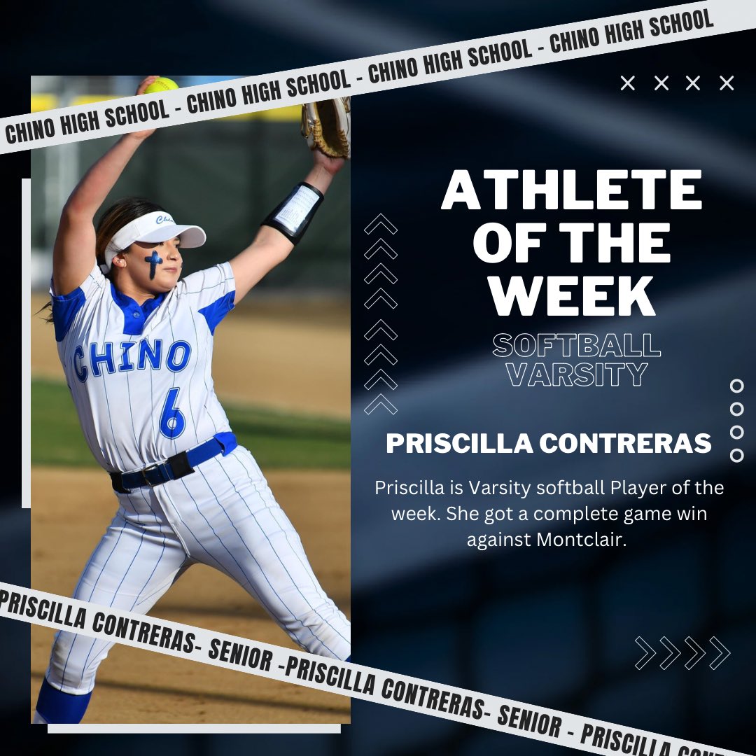 CHS Sports Boosters (@chssportbooster) on Twitter photo Here is our Varsity Softball Athlete of the Week. Congratulations. Thanks to Josh Thompson for the amazing photo. <a href="/chchampsports/">Champion Sports</a> <a href="/ChinoADHinkle/">Coach Hinkle</a> <a href="/ChinoHighSports/">Chino High Athletics</a> Here is our Varsity Softball Athlete of the Week. Congratulations. Thanks to Josh Thompson for the amazing photo. <a href="/chchampsports/">Champion Sports</a> <a href="/ChinoADHinkle/">Coach Hinkle</a> <a href="/ChinoHighSports/">Chino High Athletics</a>