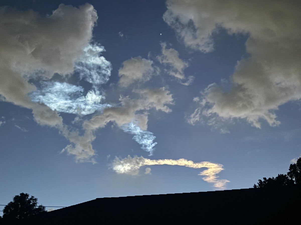 MandM_System's tweet image. Got to watch the most spectacular launch I’ve ever seen this evening. Didn’t have a camera, and refused to miss any of it to fetch one, but did catch the vapor trail still partially in direct sunlight before it dispersed. SpaceX Falcon 9 sending 22 Starlink birds into LEO.