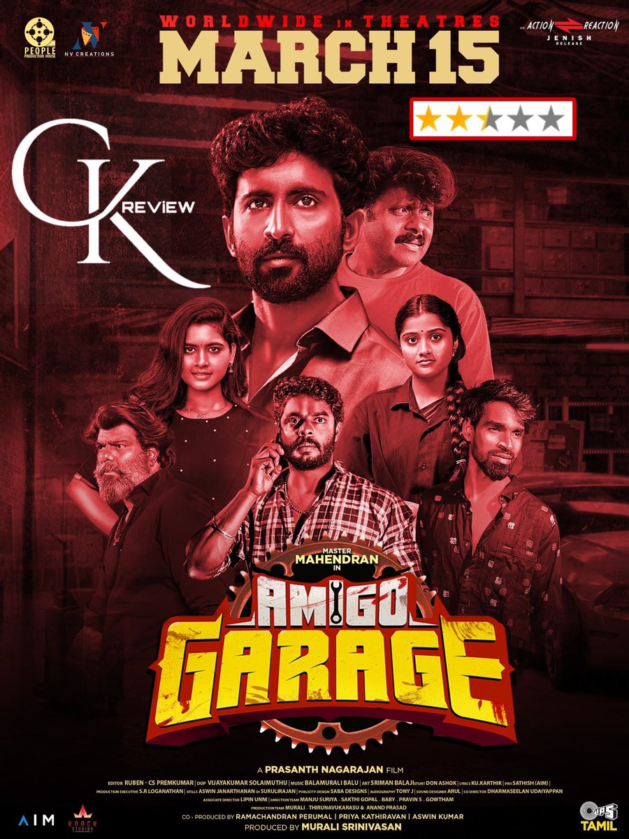 #AmigoGarage (Tamil|2024) - THEATRE.

Plot reminds ‘Pollathavan’. Honest Perf frm Mahendran. Narration is not Gripping enough. OK 1st Hlf & Unexciting 2nd Hlf. Nothing new. Gud Songs. Though Gangster Drama, Gud Part is its not too raw/violent. Fairly Engaging Screenplay. AVERAGE!