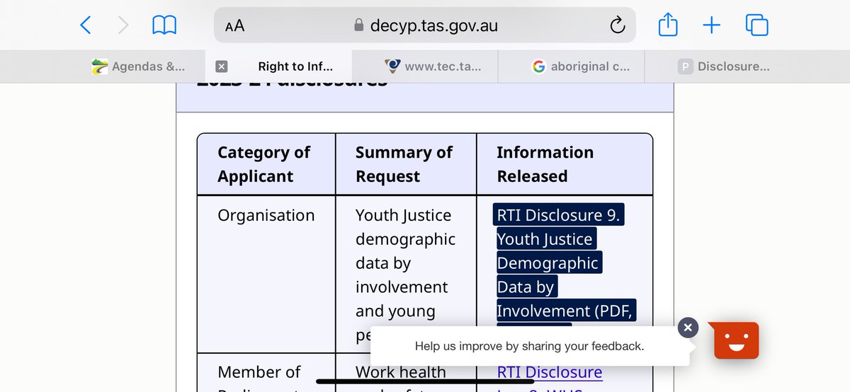 Curious little examination of one or two #politas disclosure logs. Can’t see one for Emergency Management (top result on Google is @TasmaniaPolice). 
Fire Service apparently have had just 2 RTI’s since 2015.
DECYP do not have dates of publication so you have to go into document.