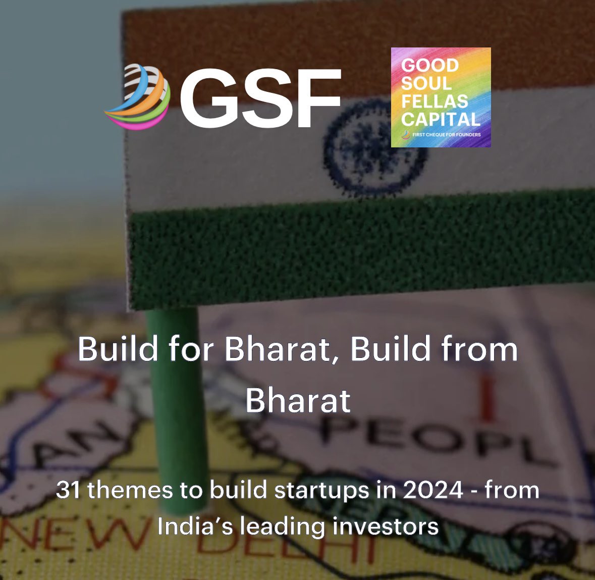 Build For Bharat; Build From Bharat We requested leading investors in India to articulate one theme each on which startups should be built in 🇮🇳 in 2024 Here is a list of 31 themes that emerged : build.gsfindia.com 1-16 Themes:- 1. AI in Manufacturing, @prakharkhanduja