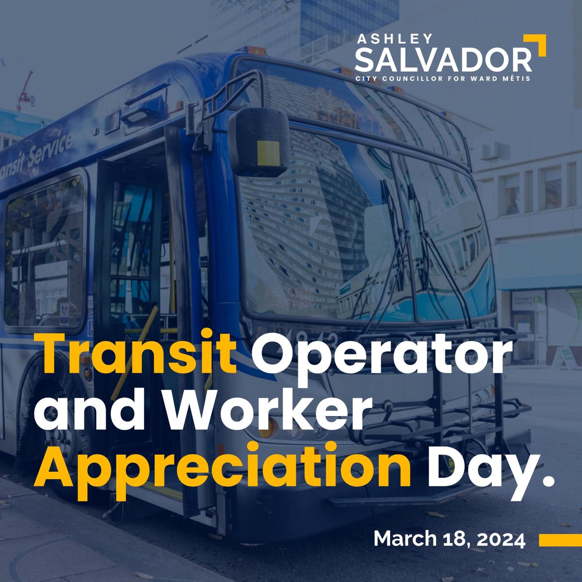 Our daily journeys are powered by the hard work of everyone from operators, to maintenance crews, to transit officers and cleaners. Thank you for your dedication to keeping us moving safely and efficiently. Happy Transit Operator and Worker Appreciation Day🚏🚍🚉 #yeg #WardMétis