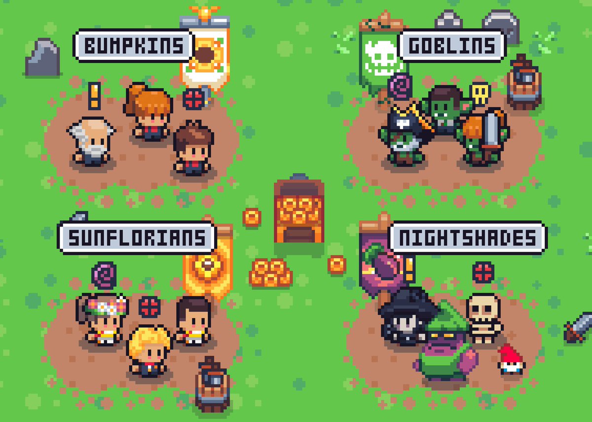 📰 Update 2 of 5 - Factions &amp; Guilds are coming to Sunflower Land 🚀

- Goblins
- Bumpkins
- Sunflorians
- Nightshades 

This system will be built around the SFL token and incorporated as a core gameplay mechanic. 

1⃣ Ownership will be represented as ERC1155 tokens known as