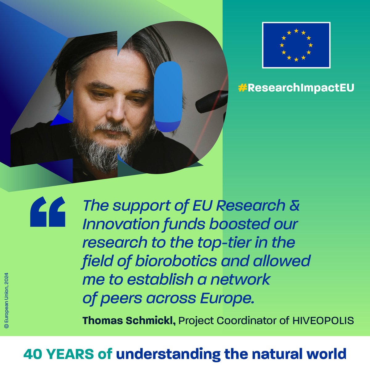 Building the first smart beehive system and protecting honey bees colonies globally🐝🌍is possible also thanks to 🇪🇺 #research & #Innovation Hear it from Thomas Schmickl, coordinator of the #EUfunded project @hiveopolis👇 europa.eu/!JcHJFP #ResearchImpactEU #RIWeek2024