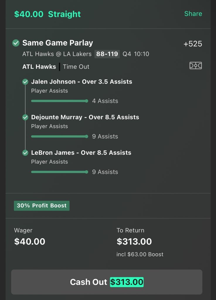4EvaChasinMilz's tweet photo. Cash the +525 (profit boost)✅✅✅

s/o them boys 🫡💪🏾

$40 >>> $313💰💰✅

#lakers #atlanta #gamblingx #NBA               #parlay #nbapicks #GamblingTwitter #bet365 #playerprops #fanduel #prizepicks #playerprops #cash #lakers #sportsbetting #discord https://t.co/RWw9kuPdwi