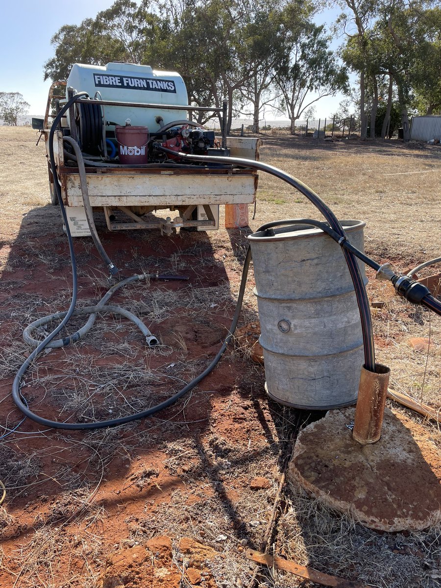 redbankgrazing's tweet photo. Farming fix up. Solar bore pump had an issue and needs new PCB. Rigged up the firefighter unit on slow rpm to act as backup so the house and stock has water while waiting for parts. #bushmechanic #notownwater https://t.co/JOBAWONpUm