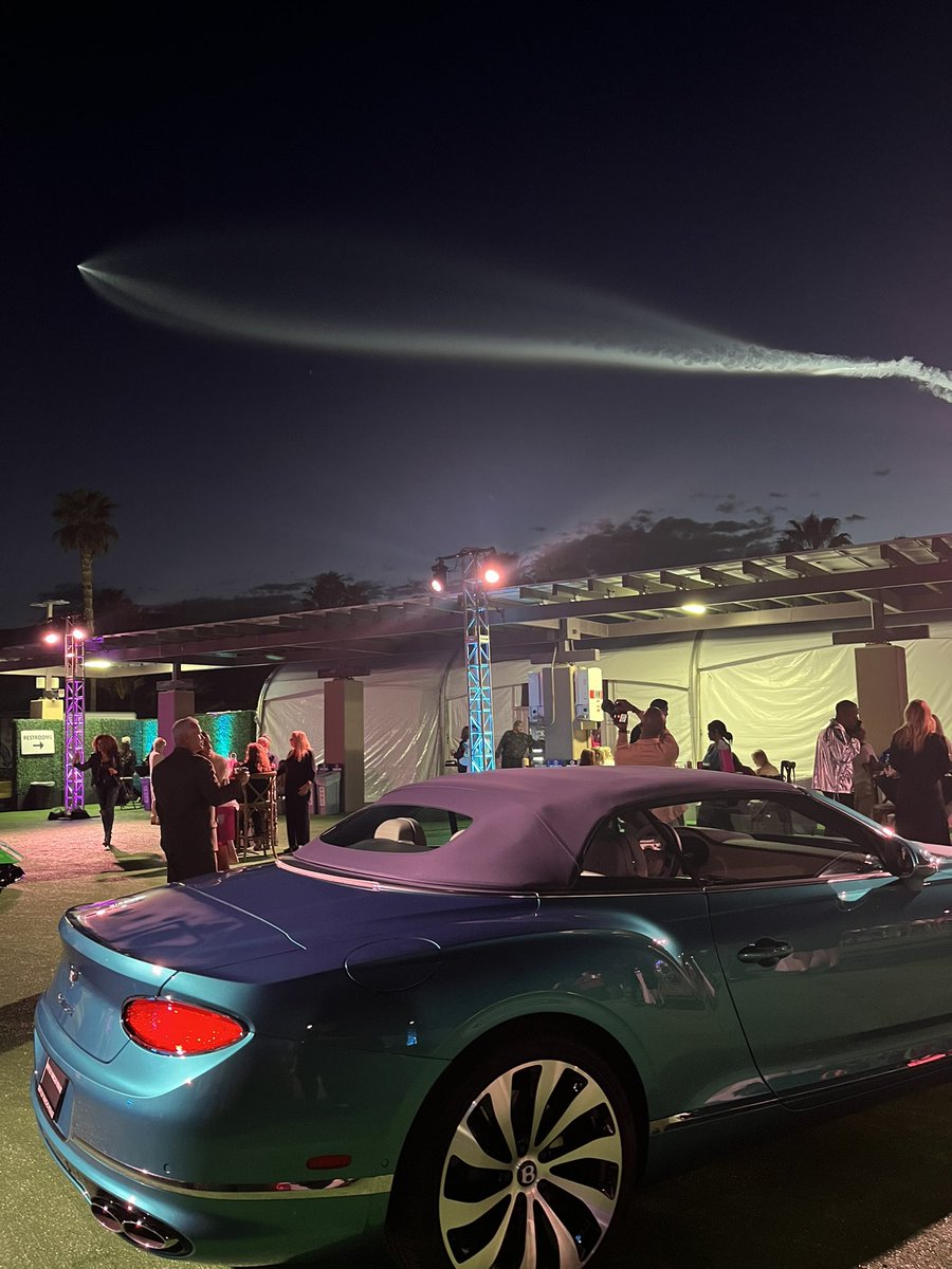 Falcon 9 launch and Bentleys. Must be at El Paseo Fashion Week. <a href="/BentleyMotors/">Bentley Motors</a> <a href="/palmspringslife/">Palm Springs Life</a> <a href="/FashionWeekEP/">Fashion Week El Paseo</a> <a href="/SpaceX/">SpaceX</a>