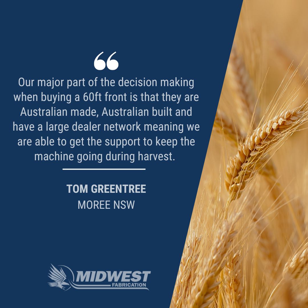 Thank you for your review, Tom. 🙌

We are proudly Australian-made and built, with a large dealer network to offer our farmers guaranteed support through harvest. 

#MidwestDrapers #RuralAussieFarmers #AussieAg #AustralianAgriculture #HarvestAustralia #FarmingAustralia