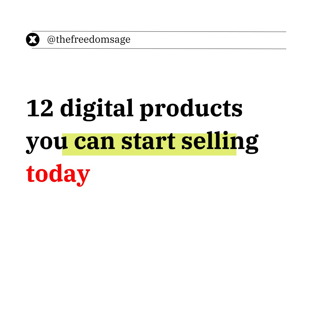 '12 digital products you can start selling today'

[A THREAD]

👇👇👇🧵🧵🧵

#Thread #digitalprosperity4all #business #Entrepreneurship