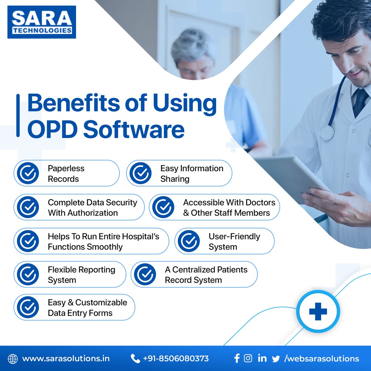 saratechnology's tweet image. Elevate patient care with our state-of-the-art OPD software! Seamlessly digitize records, foster collaboration, and revolutionize healthcare delivery. Join the #HealthTech revolution today! #OPDSoftware #DigitalHealth 🏥💻