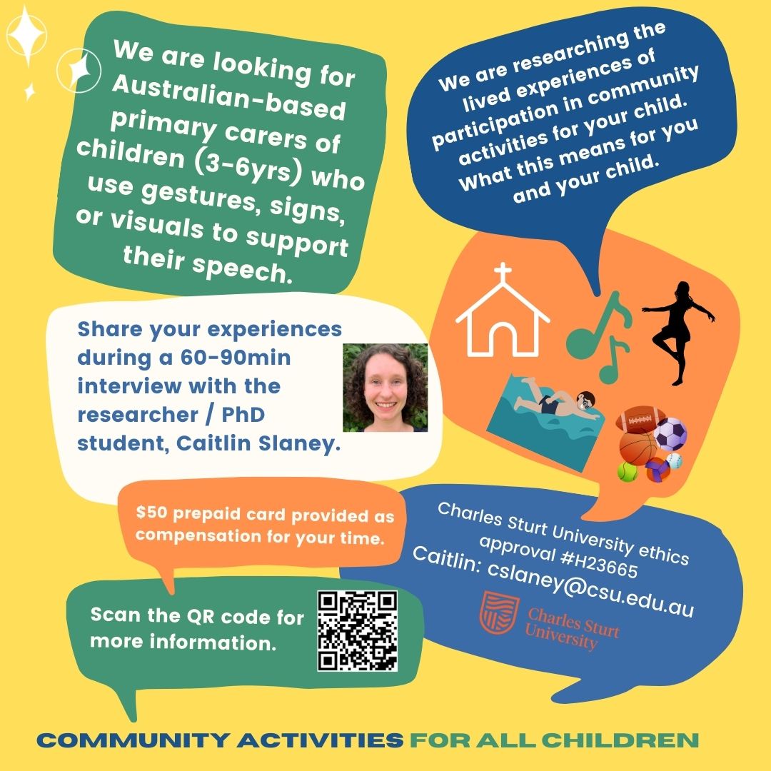 Please share……I'm still seeking primary carers for my PhD research! 
Follow the QR code for more information or go to my website: http://exuberant-cslaney4.wordpress.comYou can also contact me via cslaney@csu.edu.au or (02) 6338 4128