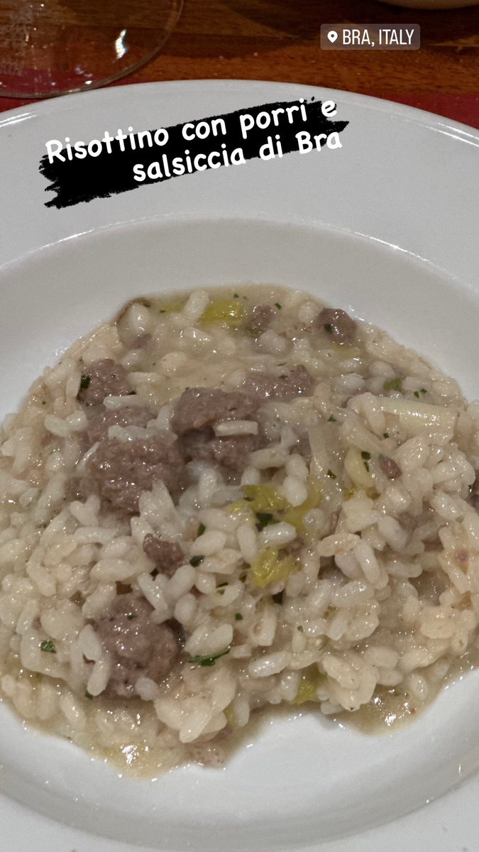 Risotto with licks and local sausage of Bra. Typical dish of #Piedmont, Italy 😋 #italiancuisine @nonna_chef