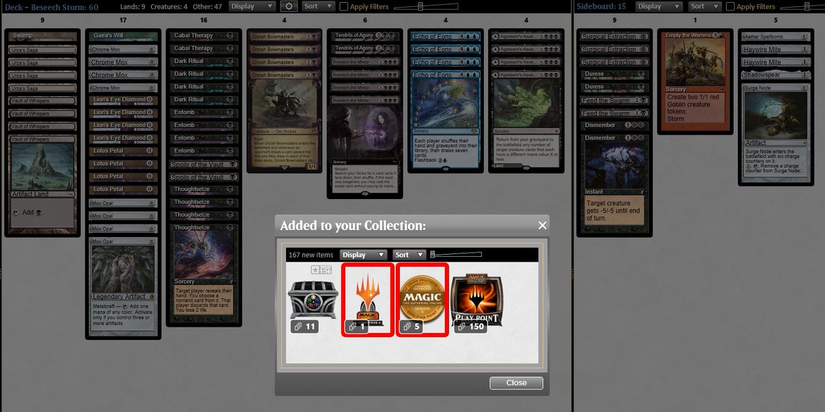 Michael Reed (@eureka22422_mtg) on Twitter photo Decided to play a league with the storm list I saw on <a href="/mtgtheepicstorm/">The EPIC Storm</a>. I played all 15 games in the league, and am not 100% on the sideboard, but the deck does some busted stuff. Decided to play a league with the storm list I saw on <a href="/mtgtheepicstorm/">The EPIC Storm</a>. I played all 15 games in the league, and am not 100% on the sideboard, but the deck does some busted stuff.