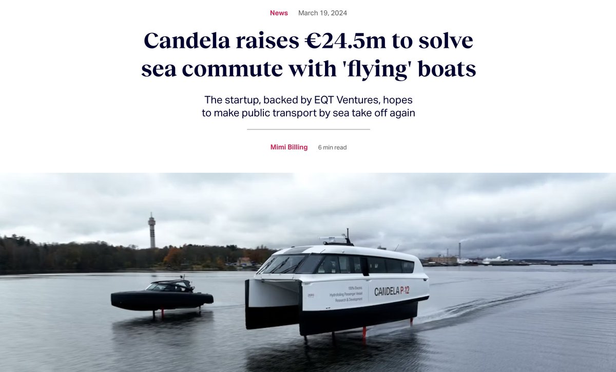 Swedish flying boat startup @CandelaBoat has raised €24.5m from @GroupeBeneteau, @eqtventures and others. I went on a trip to see what it is all about. #nordicmade #EV #sthlmtech sifted.eu/articles/start…