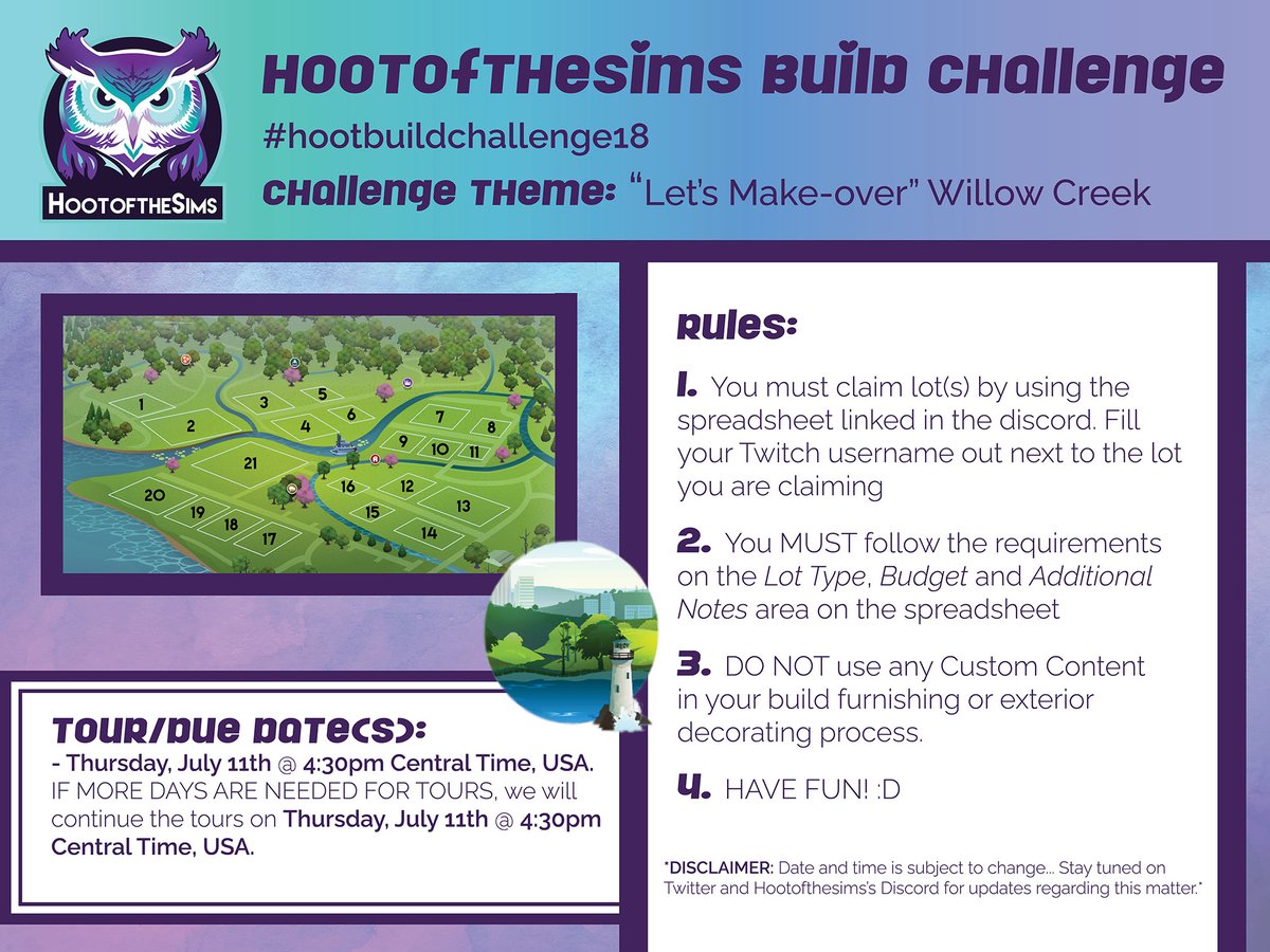 We have a NEW #sims4 #buildchallenge! March - July 2024 challenge is... Let's Makeover Willow Creek 😁 Tour day &amp; more info is in the flyer. Good luck📷 Retweet plz #simmers #sims4 #sims4buildchallenge #ts4 #makeoverwillowcreek #sims #challenge #ts4builds #ts4 #willowcreek