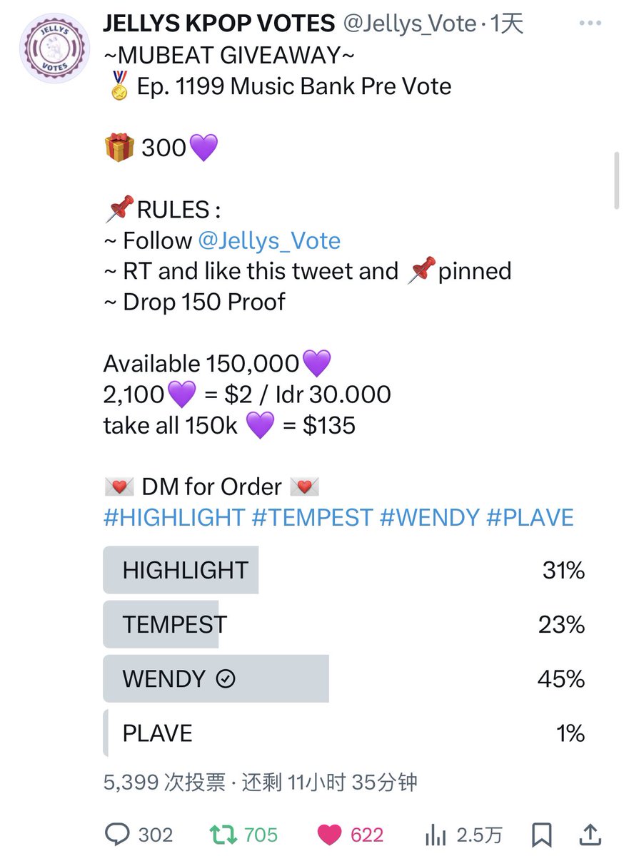 Forssw1's tweet photo. @Jellys_Vote For #Wendy https://t.co/K012v70Yjk