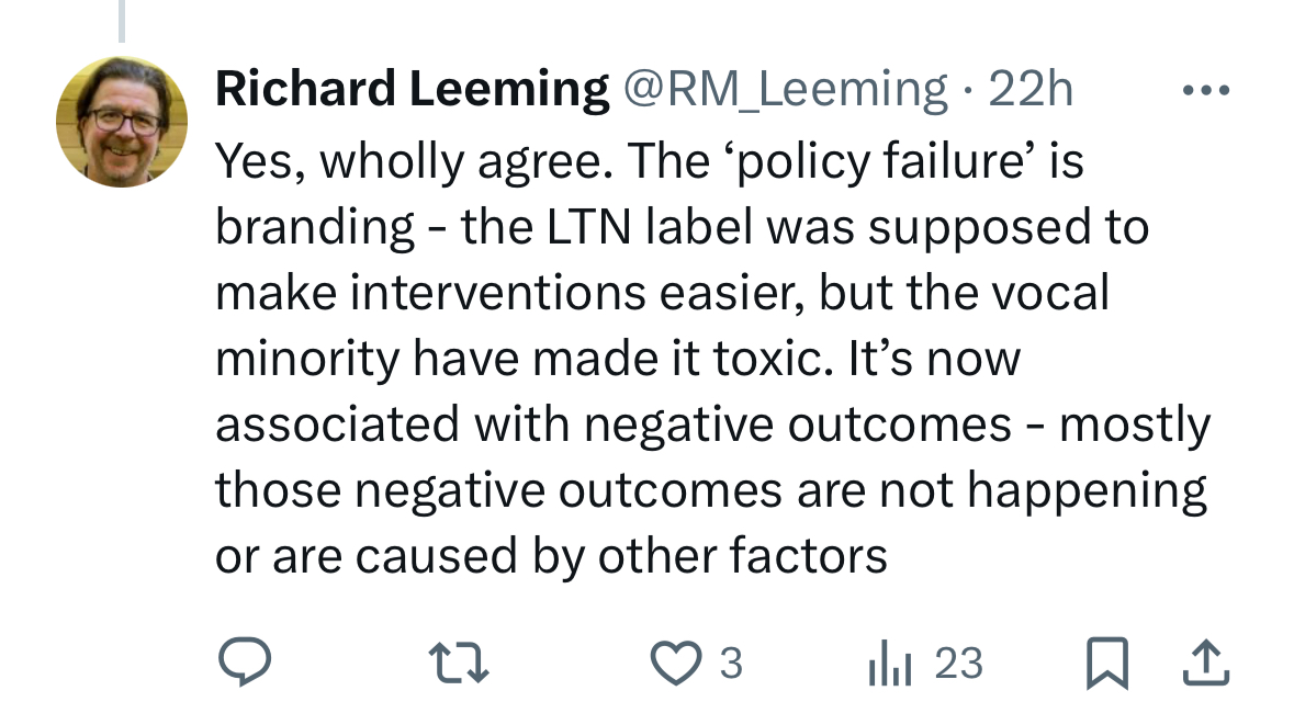 Local cllr: 'Mostly those negative outcomes... are caused by other factors.' What 'other' factors have caused: 🔴A 35% increase in traffic on EDG? 🔴Roads inside the LTN seeing a 10% increase in traffic 🔴Cycling numbers down by up to 71% inside the LTN 🔴Delayed #3 bus