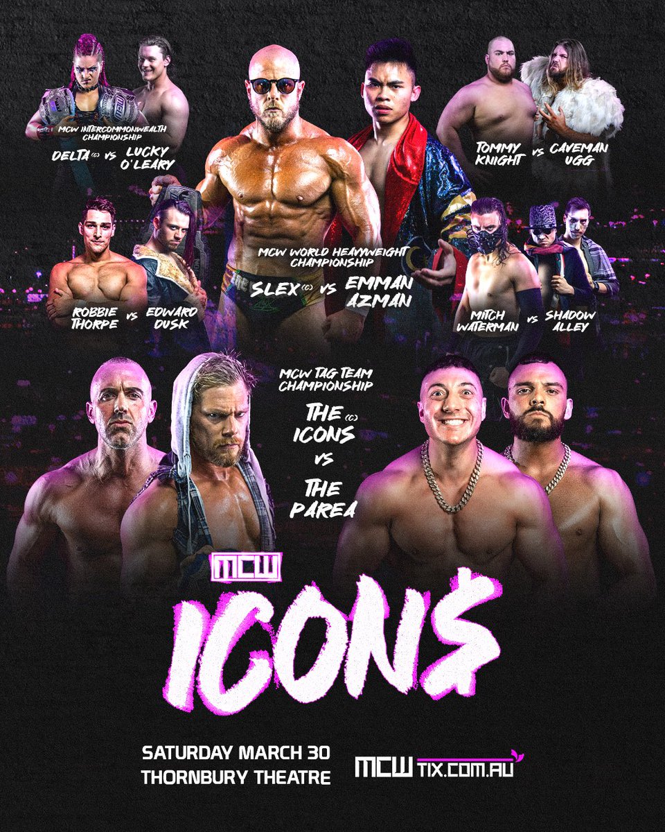 Don't miss the fallout of Anniversary when we return to the Thornbury Theatre on Saturday 30th March to present The Icons! Limited Silver & GA tickets are available at MCWTix.com.au This event is suitable for all ages. #MCWIcons