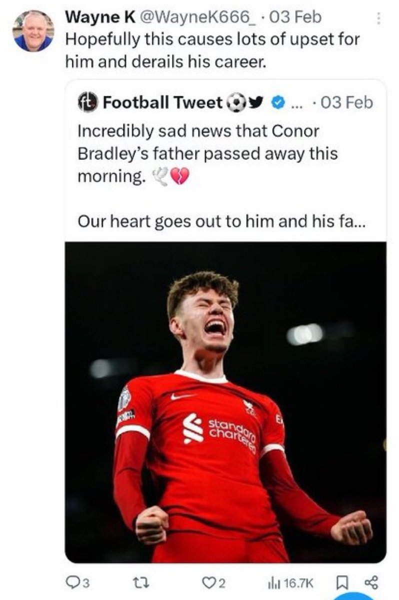 Chapzdon's tweet photo. A @LFC fan apparently. He should have zero followers and be banned from X. https://t.co/NK5g2NORqE