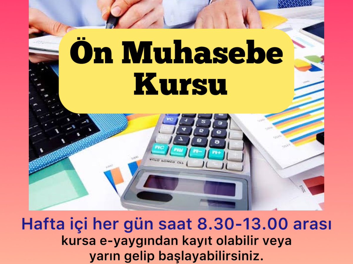 SivasHalk's tweet photo. ÖN MUHASEBE Kursumuz başlıyor. Kursumuza e-yaygın sisteminden kayıt olabilir veya yarın gelip başlayabilirsiniz. (19.03.2024) YER: Merkez bina ikinci kat, sol taraf, muhasebe sınıfı. https://t.co/3b80h3nejH