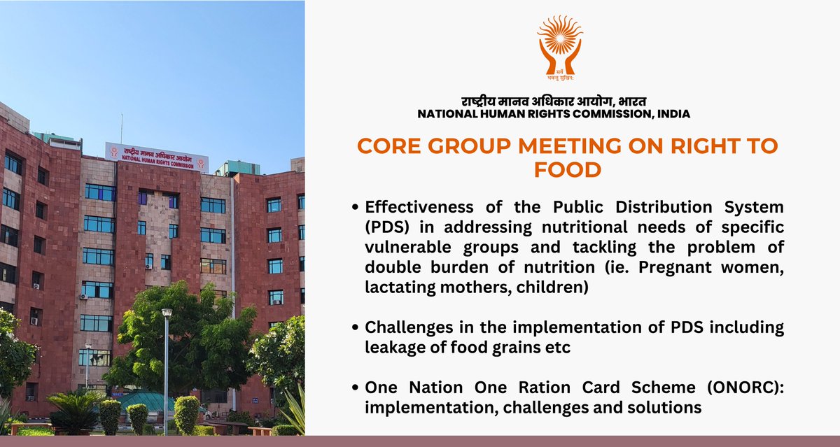 NHRC, India’s core group meeting on the right to food in hybrid mode in progress. Member, Smt Vijaya Bharathi Sayani inaugurated it in the presence of Member, Dr Dnyaneshwar M. Mulay, DG(I), Sh Ajay Bhatnagar, Joint Secretary, Sh Devendra Kumar Nim, senior officers and experts.