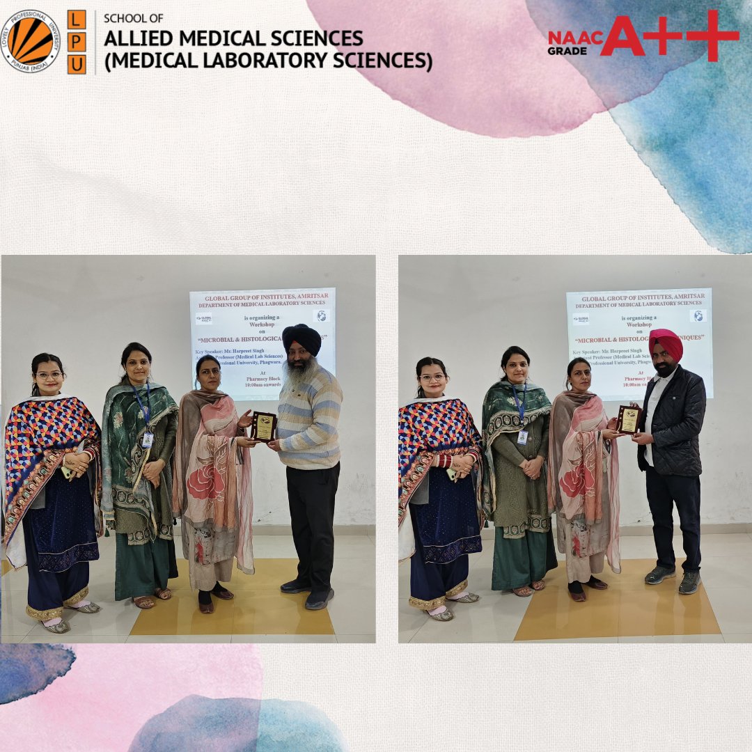 Exploring Microbiological and Histopathological Techniques: Insights from the Workshop by the Faculty of Medical Laboratory Sciences, LPU at Global Group of Institutes, Amritsar.
#MLS #histotechniques #microtechniques #workshop #education #LPU #thinkbig